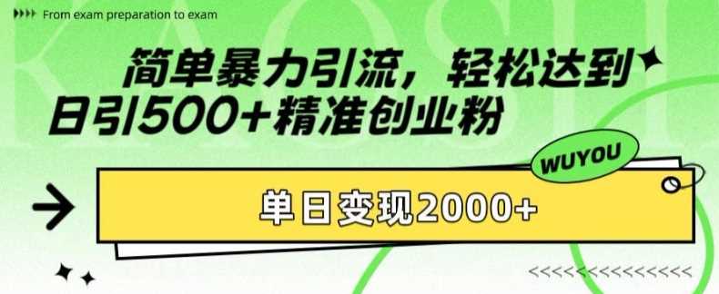 简单暴力引流轻松达到日引500+精准创业粉，单日变现2k【揭秘】-聚英社副业网