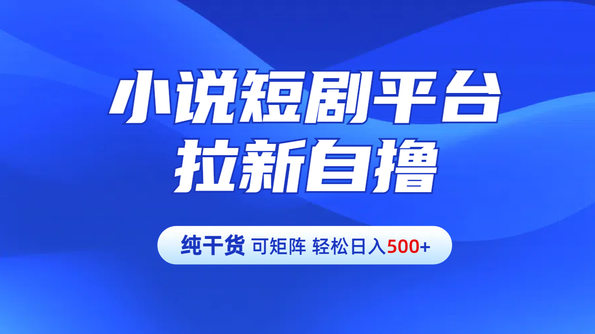 【纯干货】小说短剧平台拉新自撸玩法详解-单人轻松日入500+-聚英社副业网