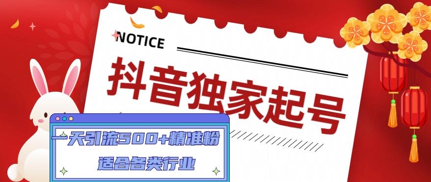 【副业项目5106期】抖音独家起号，一天引流500+精准粉，适合各类行业（9节视频课）-聚英社副业网