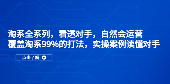 【副业项目5366期】淘系全系列，看透对手，自然会运营，覆盖淘系99%·打法，实操案例读懂对手-聚英社副业网