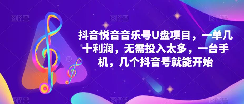 【副业项目5503期】抖音音乐号U盘项目 一单几十利润 无需投入太多 一台手机 几个抖音号就开始-聚英社副业网