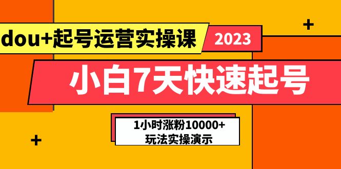 【副业项目5906期】小白7天快速起号：dou+起号运营实操课，实战1小时涨粉10000+玩法演示-聚英社副业网