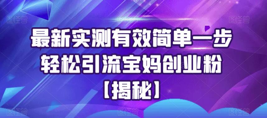 【副业项目6204期】最新实测有效简单一步轻松引流宝妈创业粉【揭秘】-聚英社副业网