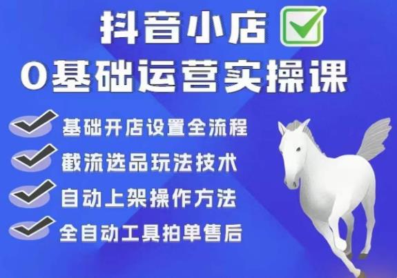 【副业项目6317期】白马电商·0基础抖店运营实操课，基础开店设置全流程，截流选品玩法技术-聚英社副业网