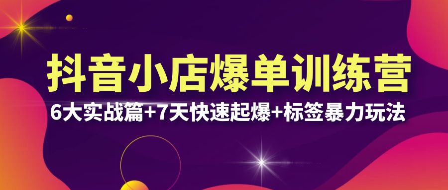 【副业项目6429期】抖音小店爆单训练营VIP线下课：6大实战篇+7天快速起爆+标签暴力玩法(32节)-聚英社副业网