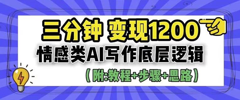 【副业项目6442期】情感类AI写作底层逻辑，3分钟掌握变现技巧（附：详细教程及步骤+独家资料）【揭秘】-聚英社副业网