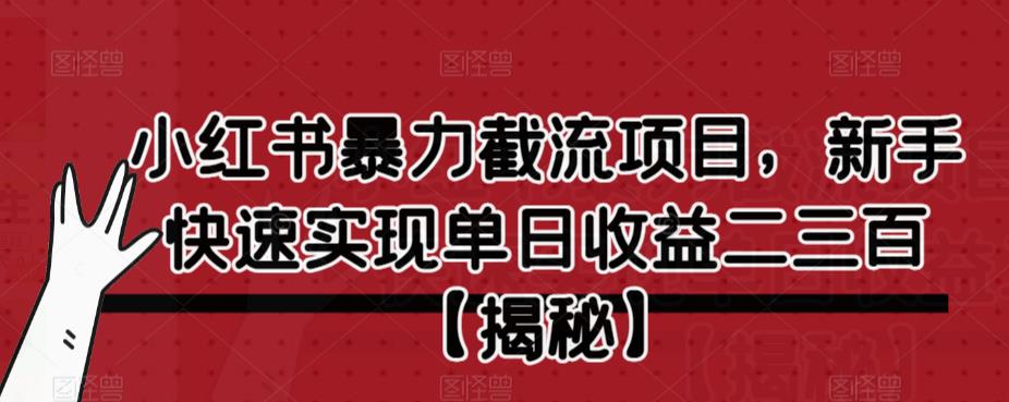 【副业项目6889期】小红书暴力截流项目，新手快速实现单日收益二三百【仅揭秘】-聚英社副业网