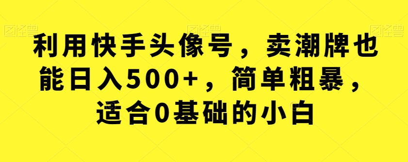 【副业项目7527期】利用快手头像号，卖潮牌也能日入500+，简单粗暴，适合0基础的小白【揭秘】-聚英社副业网