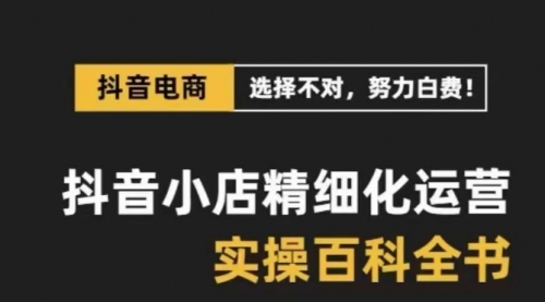 【副业项目8545期】抖音小店 精细化运营-百科全书，保姆级运营实战讲解-聚英社副业网