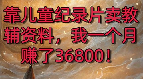 【副业8869期】靠儿童纪录片卖教辅资料，一个月赚了36800！暴力变现2.0版本，喂饭级教学-聚英社副业网