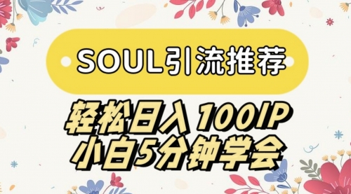 【副业9006期】SOUL引流推荐 轻松日入100IP 小白5分钟学会-聚英社副业网