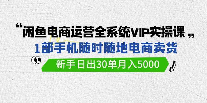 闲鱼电商运营全系统VIP实战课，1部手机随时随地卖货，新手日出30单月入5000-聚英社副业网