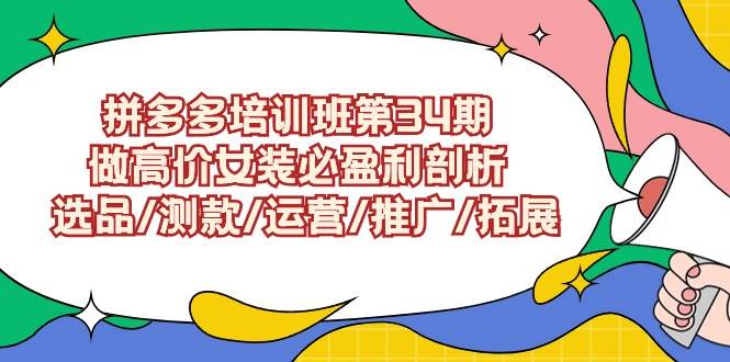 拼多多培训班第34期：做高价女装必盈利剖析  选品/测款/运营/推广/拓展-聚英社副业网