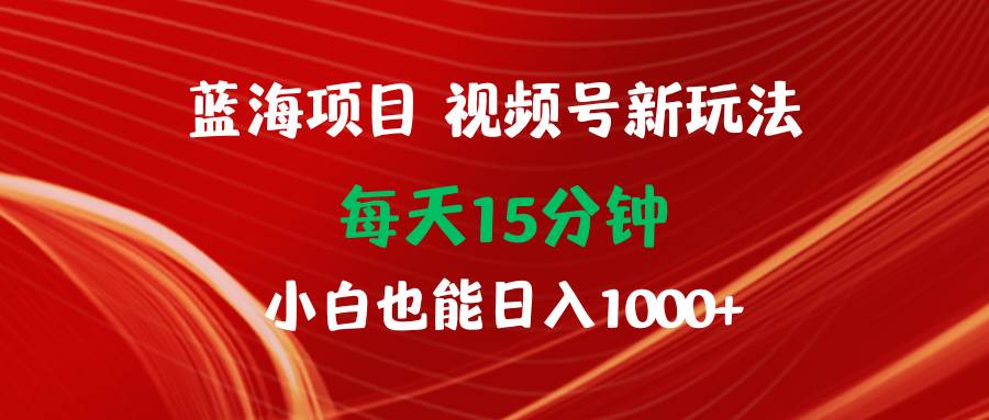 蓝海项目视频号新玩法 每天15分钟 小白也能日入1000+-聚英社副业网