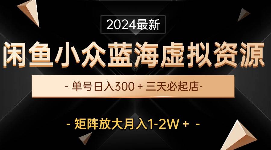 最新闲鱼小众蓝海虚拟资源，单号日入300＋，三天必起店，矩阵放大月入1-2W-聚英社副业网