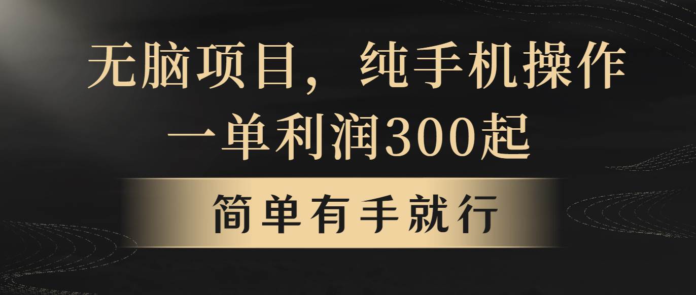 无脑项目，一单几百块，轻松月入5w+，看完就能直接操作-聚英社副业网