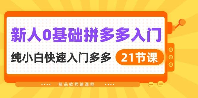 新人0基础拼多多入门，纯小白快速入门多多（21节课）-聚英社副业网