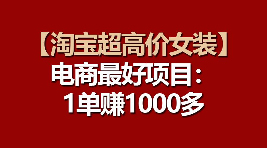 【淘宝超高价女装】电商最好项目：一单赚1000多-聚英社副业网