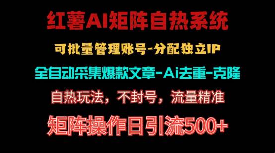 红薯矩阵自热系统，独家不死号引流玩法！矩阵操作日引流500+-聚英社副业网