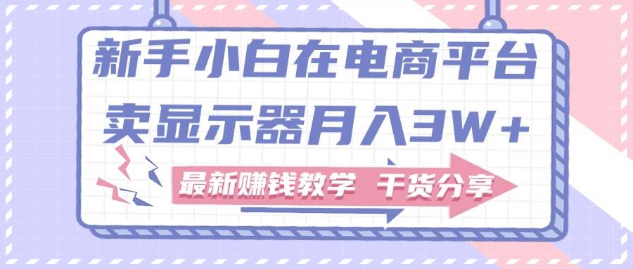 新手小白如何做到在电商平台卖显示器月入3W+，最新赚钱教学干货分享-聚英社副业网