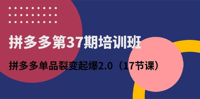 拼多多第37期培训班：拼多多单品裂变起爆2.0（17节课）-聚英社副业网