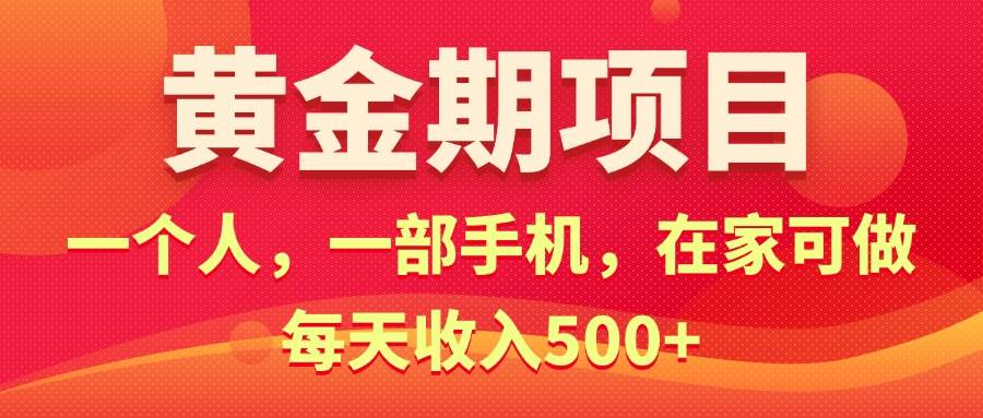 黄金期项目，电商搞钱！一个人，一部手机，在家可做，每天收入500+-聚英社副业网