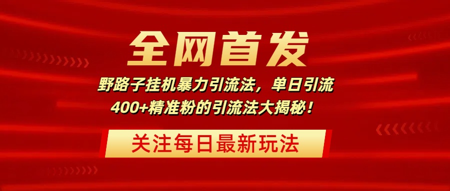 全网首发，野路子挂机暴力引流法，单日引流400+精准粉的引流法大揭秘！-聚英社副业网