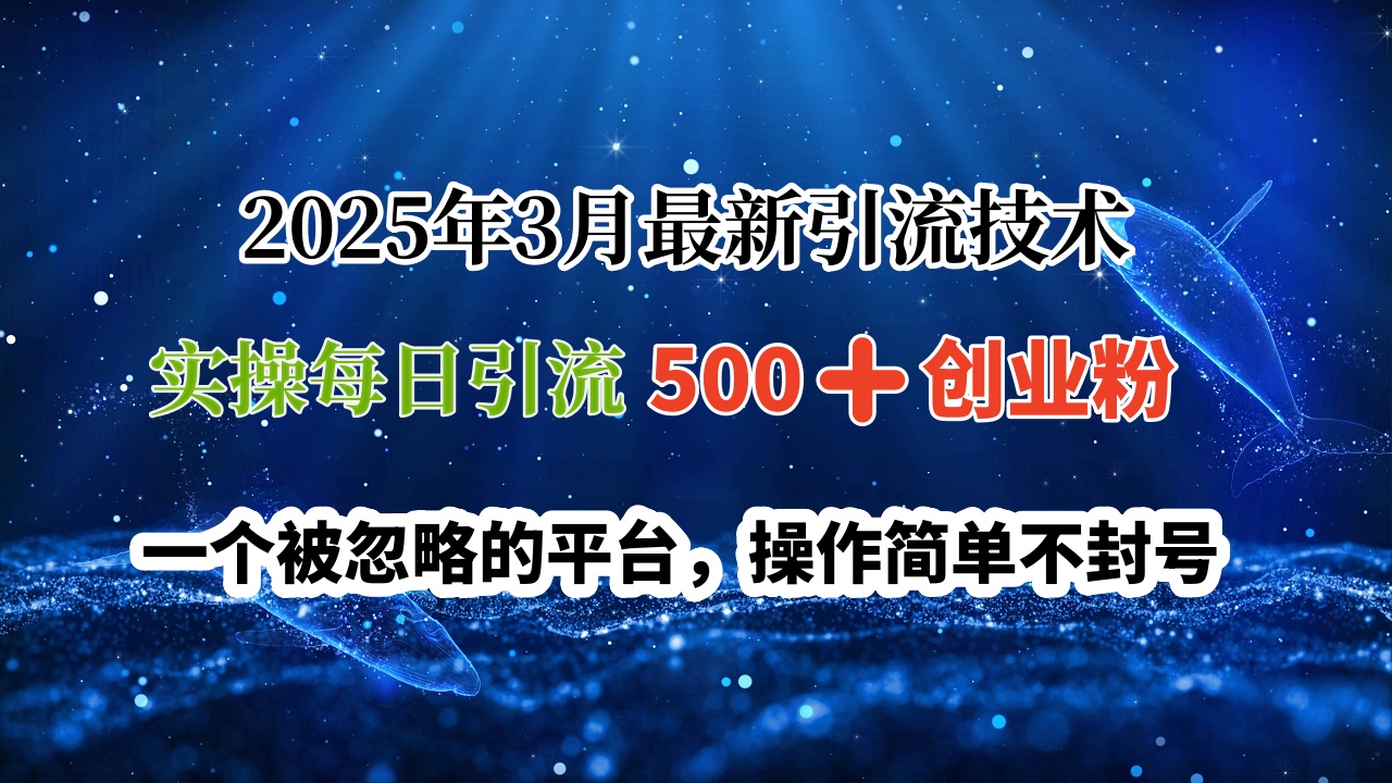 2025年3月最新引流技术，实操每日引流500➕创业粉，一个被忽略的平台，操作简单不封号-聚英社副业网