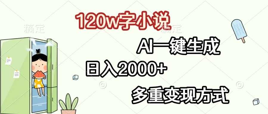 120w字小说，AI一键生成，日入2000+，多重变现方式-聚英社副业网