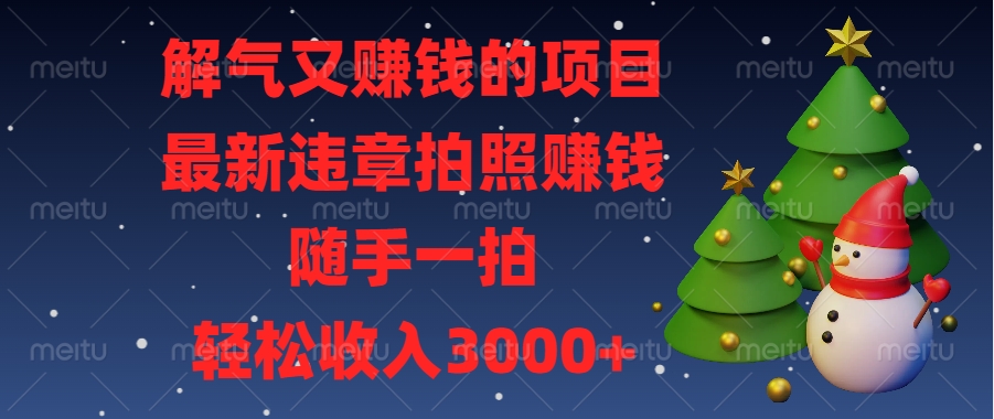 解气又赚钱的项目，最新违章拍照赚钱，随手一拍，轻松收入3000+-聚英社副业网